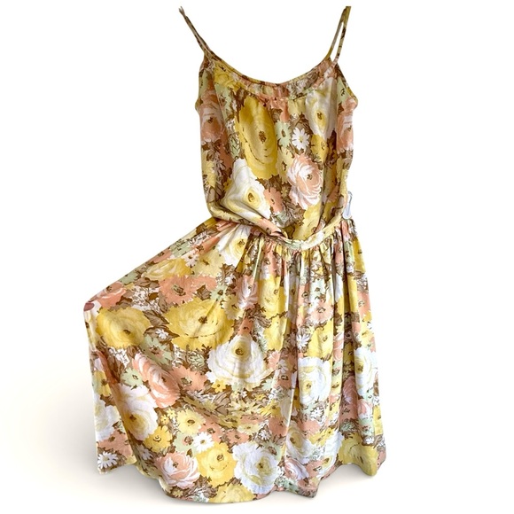 Vintage Floral Yellow and White Skirt and Tank Dress Set Easter - Picture 2 of 11